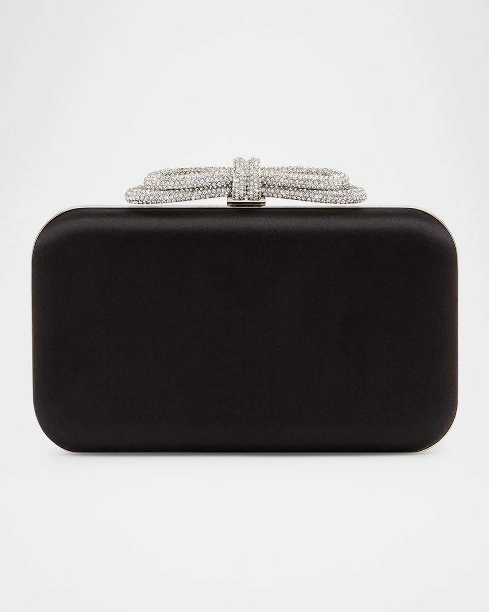 Double Bow Satin Clutch Bag